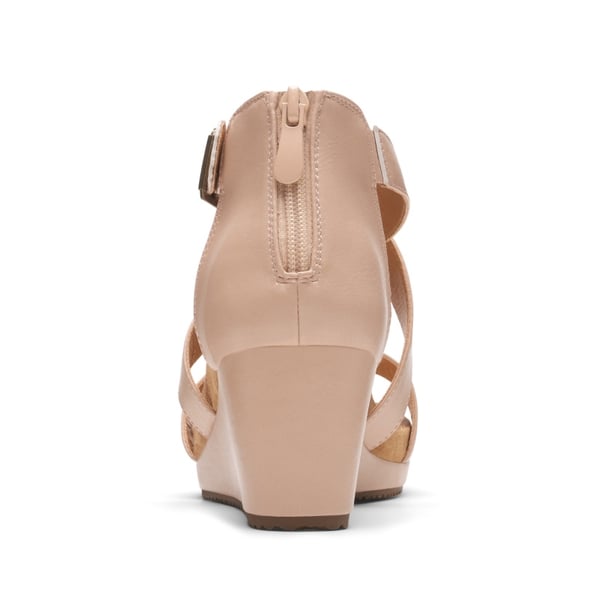 Ankle Strap Open-Toe Platform Wedge Sandals - NUDE PU - 3